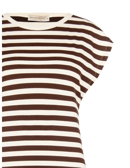Gestreept katoenen T-shirt met ribstructuur Rinascimento