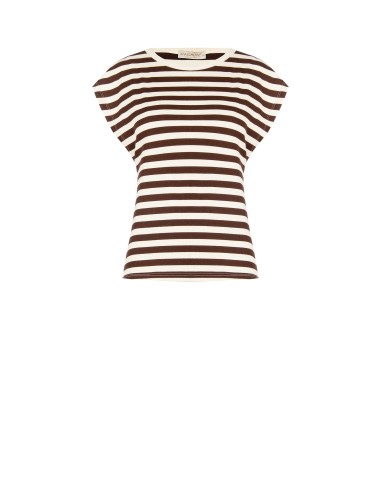 T-shirt en coton côtelé à rayures Rinascimento