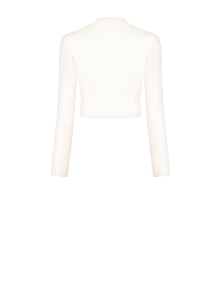 Veste blazer courte cintrée en tissu fluide avec anneaux sur le revers Rinascimento