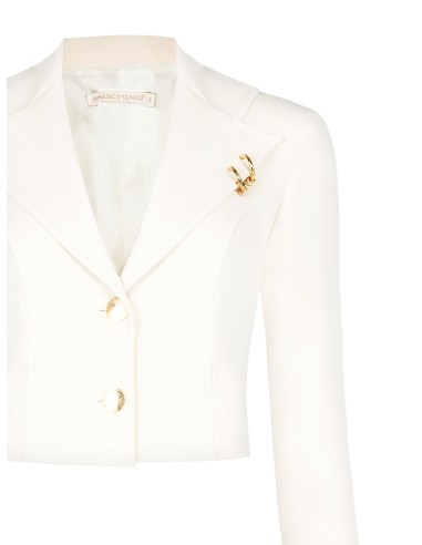 Veste blazer courte cintrée en tissu fluide avec anneaux sur le revers Rinascimento