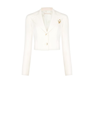 Veste blazer courte cintrée en tissu fluide avec anneaux sur le revers Rinascimento