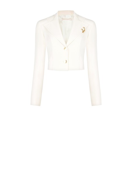 Veste blazer courte cintrée en tissu fluide avec anneaux sur le revers Rinascimento