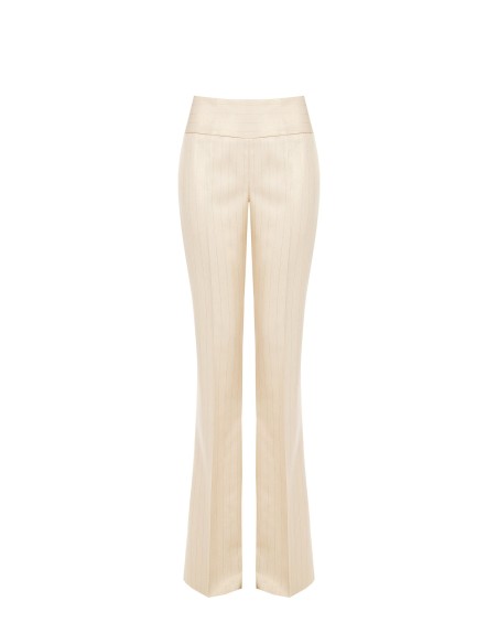 Pantalon droit en tissu technique rayé avec lurex effet pailleté Rinascimento