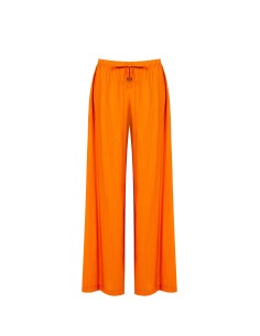 Pantalon palazzo en viscose mélangée effet froissé avec cordon de serrage à la taille Rinascimento
