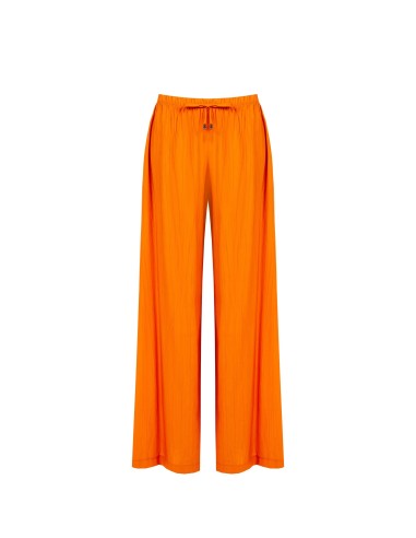 Pantalon palazzo en viscose mélangée effet froissé avec cordon de serrage à la taille Rinascimento