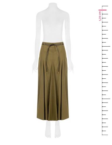 Jupe longue à roulettes en lin et viscose mélangés avec ceinture fine en similicuir assortie Rinascimento