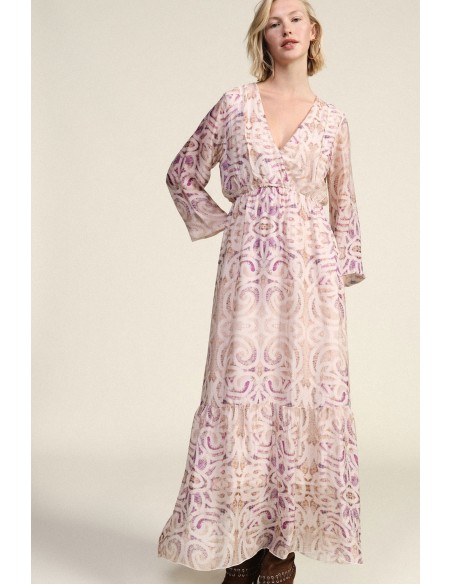 Robe longue à imprimé cachemire et décolleté en V Dixie
