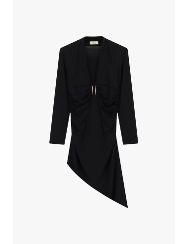 Korte jurk met diepe halslijn en drapering Dixie