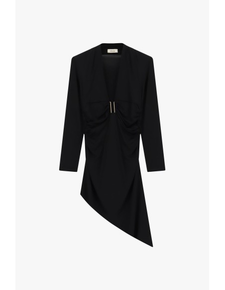 Korte jurk met diepe halslijn en drapering Dixie