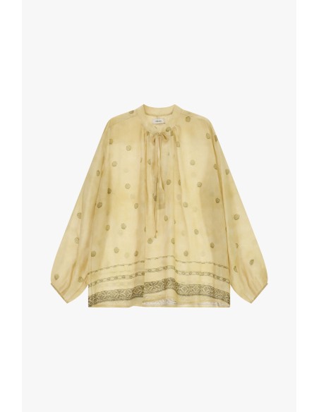 Dixie wijde blouse met geometrische borduursels en striklint