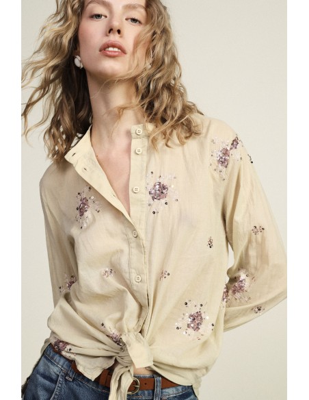 Chemise à paillettes et col Dixie classique