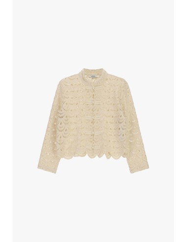 Kanten blouse met schulpranden en knopen Dixie