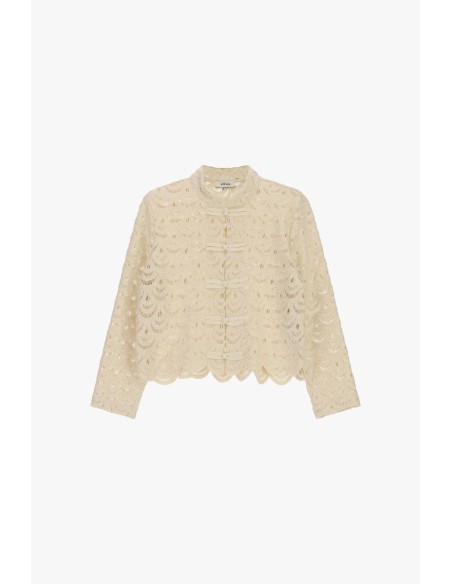 Kanten blouse met schulpranden en knopen Dixie