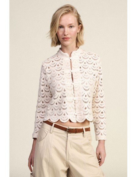 Chemise en dentelle avec profils festonnés et boutons Dixie