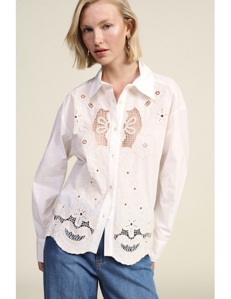 Chemise brodée à large motif floral Dixie