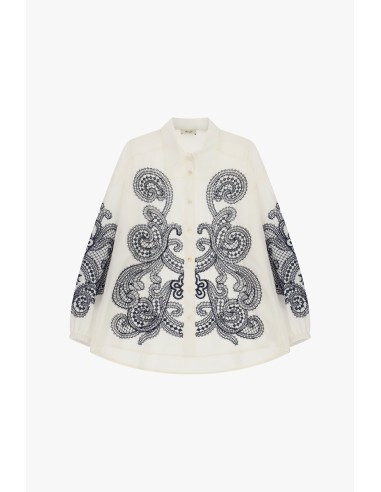 Chemise large avec broderie Paisley et boutons Dixie