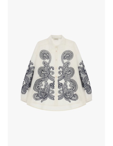 Chemise large avec broderie Paisley et boutons Dixie