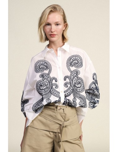 Chemise large avec broderie Paisley et boutons Dixie