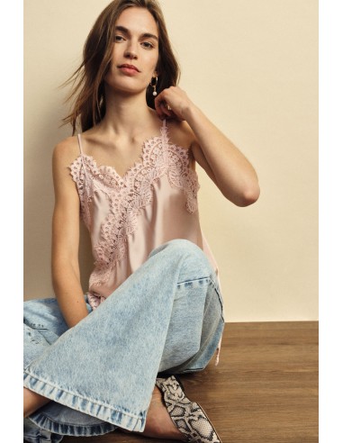 Top met dunne schouderbandjes en asymmetrische kanten rand Dixie