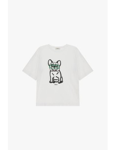Dixie T-shirt met korte mouwen, hondenprint en regular fit