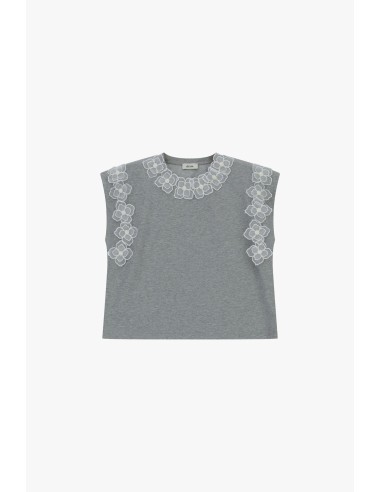 Dixie Floral Embroidery Sleeveless Boxy Top