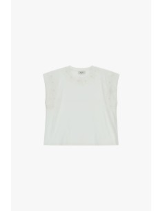 Dixie Floral Embroidery Sleeveless Boxy Top