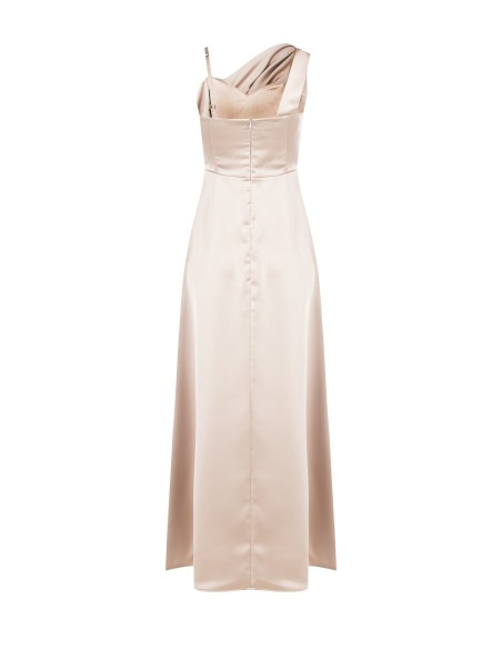 Robe longue bustier évasée en satin avec manche drapée Rinascimento