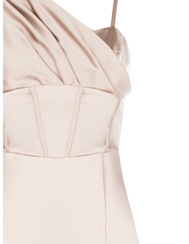 Robe longue bustier évasée en satin avec manche drapée Rinascimento