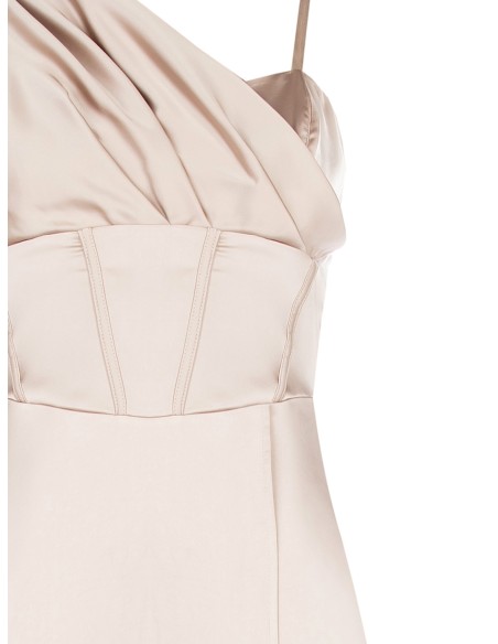 Robe longue bustier évasée en satin avec manche drapée Rinascimento