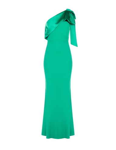 Robe longue évasée en scuba crêpe avec nœud en satin Rinascimento