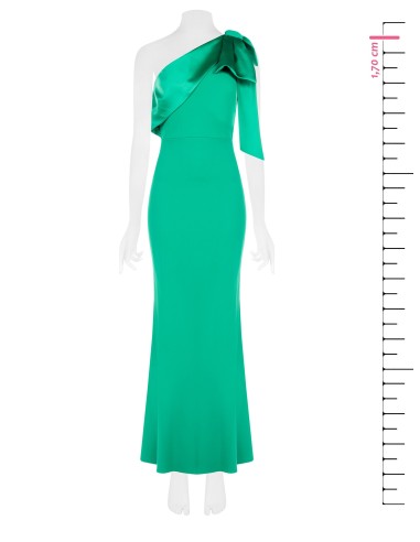 Robe longue évasée en scuba crêpe avec nœud en satin Rinascimento