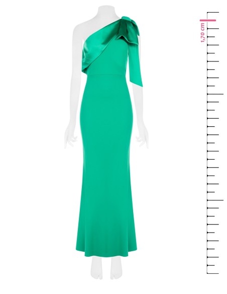 Robe longue évasée en scuba crêpe avec nœud en satin Rinascimento