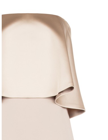 Robe longue bustier en crêpe scuba avec maxi volant en satin Rinascimento