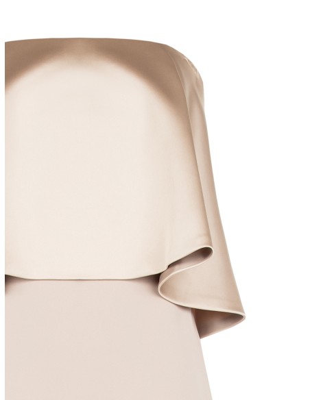 Robe longue bustier en crêpe scuba avec maxi volant en satin Rinascimento