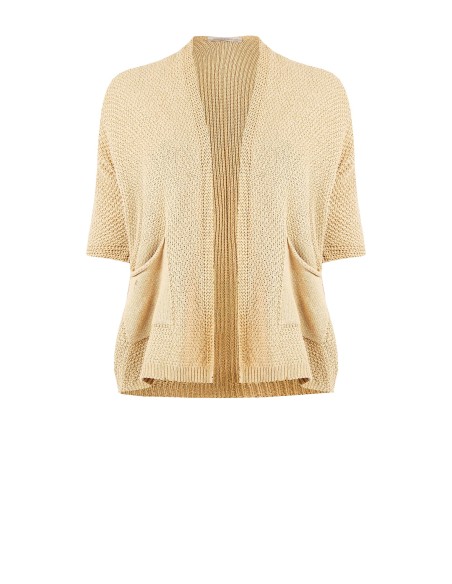 Cardigan grande taille ouvert en mélange de coton, en maille tressée et ajourée, avec poches, Rinascimento Curvy