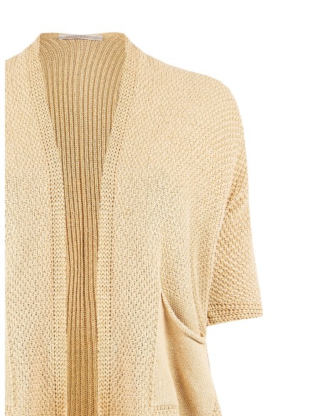 Cardigan grande taille ouvert en mélange de coton, en maille tressée et ajourée, avec poches, Rinascimento Curvy