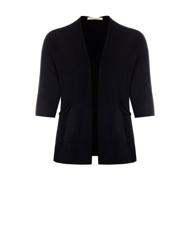 Cardigan grande taille ouvert en mélange de coton, en maille tressée et ajourée, avec poches, Rinascimento Curvy