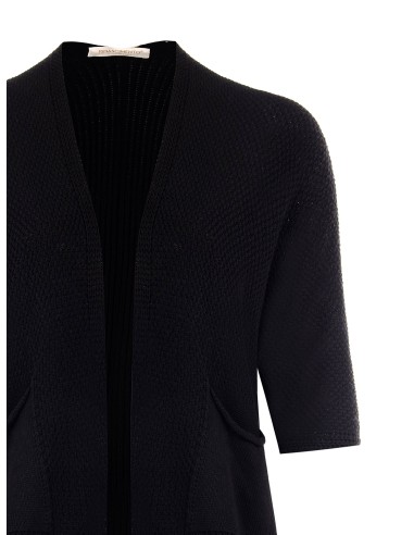 Cardigan grande taille ouvert en mélange de coton, en maille tressée et ajourée, avec poches, Rinascimento Curvy