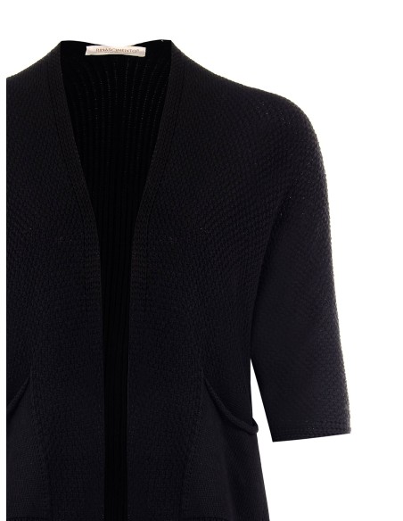 Cardigan grande taille ouvert en mélange de coton, en maille tressée et ajourée, avec poches, Rinascimento Curvy