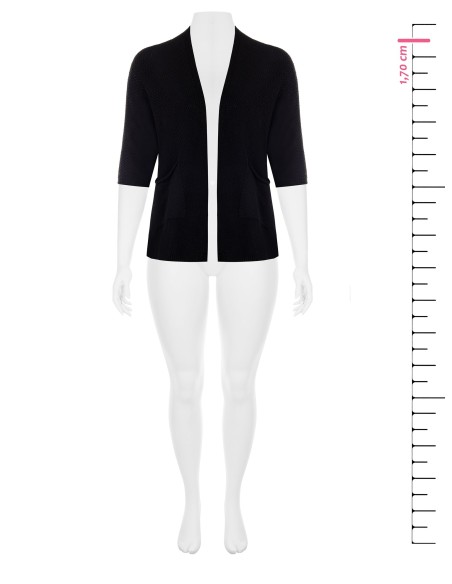 Cardigan grande taille ouvert en mélange de coton, en maille tressée et ajourée, avec poches, Rinascimento Curvy