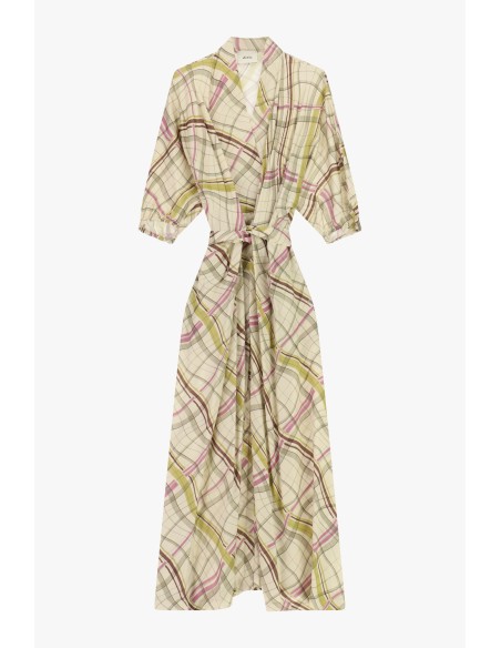Robe longue croisée à carreaux Dixie