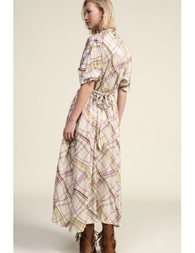 Robe longue croisée à carreaux Dixie