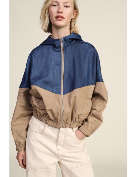 Bomber zippé à capuche colorblock Dixie