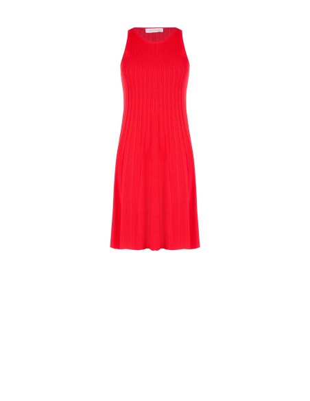 Slim Ribbed Mixed Viscose Knit Short A-line Dress by Rinascimento