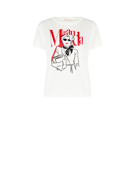 T-shirt regular en coton « Le Diable s’habille en Prada » Miranda avec détails en strass Rinascimento