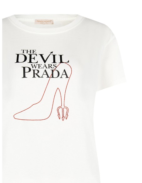 T-shirt regular en coton « Le Diable s’habille en Prada », imprimé stiletto, Rinascimento