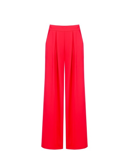 Pantalon palazzo extra-large en tissu fluide avec poches et fermeture zippée latérale Rinascimento