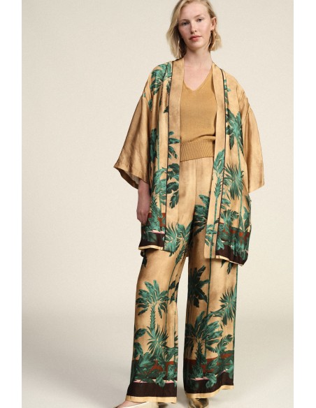Pantalon palazzo à imprimé tropical Dixie
