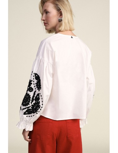 Blouse ample avec broderies florales et liens Dixie