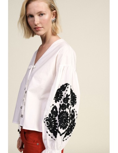 Blouse ample avec broderies florales et liens Dixie